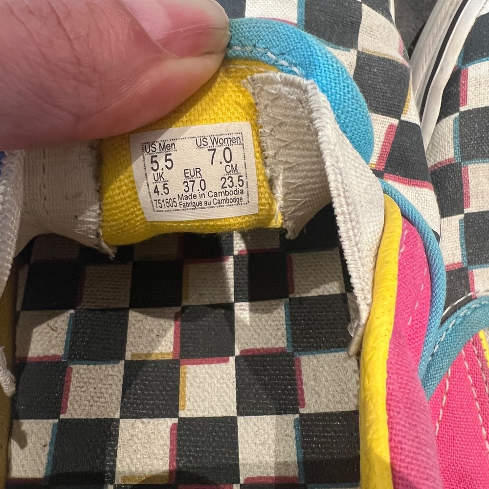 Vans Hot Pink Checkered Slip-On Sneakers - Picture 3 of 6